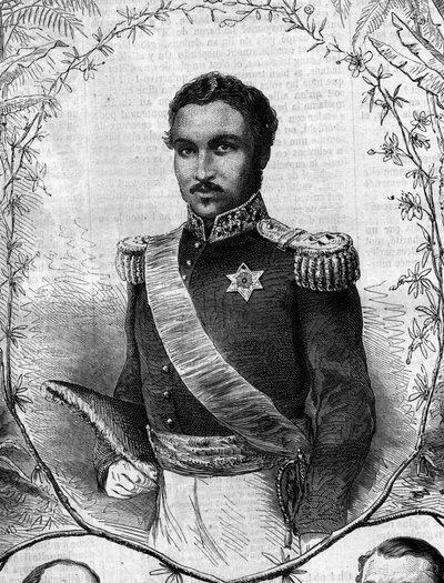 马达加斯加国王拉达马二世（1829-1863）的画像。1862年5月31日《世界画报》第268期的版画。 作者 法语学校