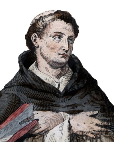 圣伯纳德-德-克莱尔沃（San Bernardo di Chiaravalle）（1090-1153）的肖像，法国修道院院长和改革中的熙笃会的建设者，插图来自埃德蒙-梅内克的 "Le Plutarque Français"。 作者 法语学校