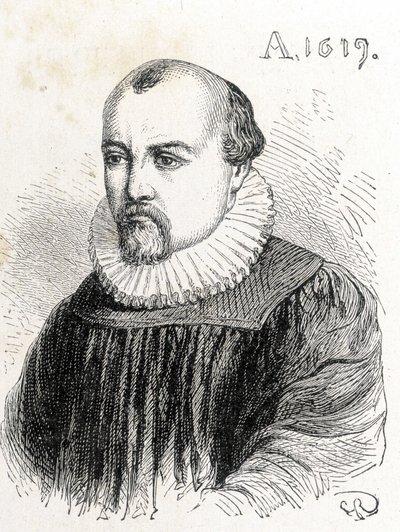 Solomon de Caus (1576-1624) 的肖像，法国物理学家 - 在“科学相册”中； 杰出的学者； 伟大的发现””” 1896 年。 作者 法语学校