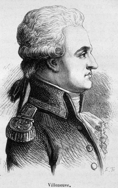 法国海军上将维伦纽夫的肖像（1763-1806），他开始了特拉法尔加战役，那是一场灾难，然后自杀了 - 在亨利-马丁的《法国历史》中 作者 法语学校