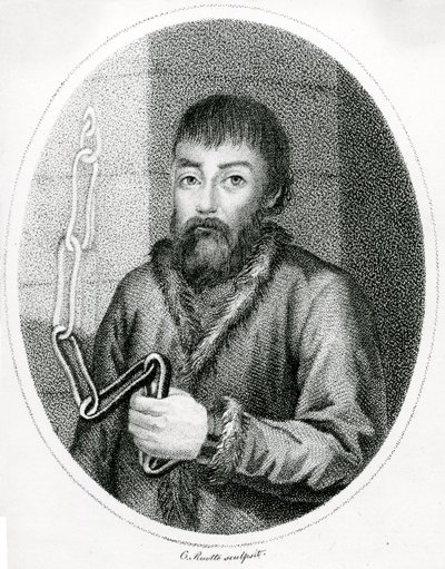 18世纪Yemelyan Pugachev的肖像 作者 法语学校