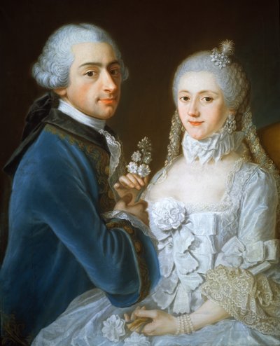 一对已婚夫妇的肖像，1752年 作者 French School