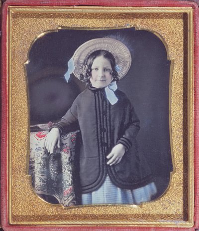一个年轻女孩的肖像，c.1845-50（彩色银版） 作者 法语学校
