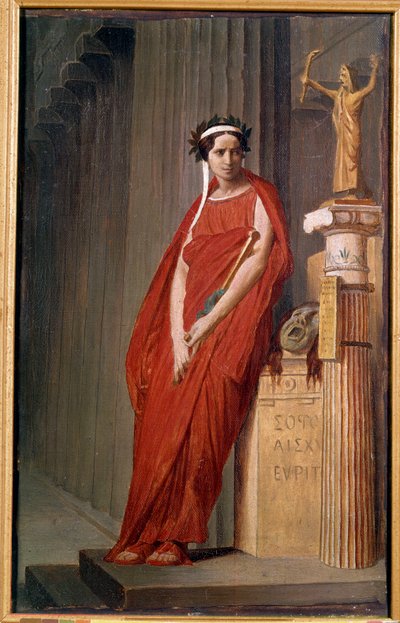 喜剧演员伊丽莎白·菲利克斯（Elisabeth Felix，1821-1858 年）的肖像体现了悲剧绘画 de l