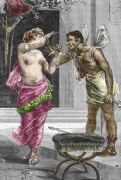 在1888年与查士丁尼一世皇帝的婚礼之前，Theodora的名妓和女演员的肖像 作者 法语学校