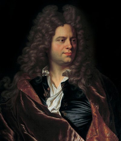 法国作家Jean de La Bruyere（1645-1696）的肖像，17世纪法国画派的绘画。尚蒂伊，康德博物馆 作者 法语学校