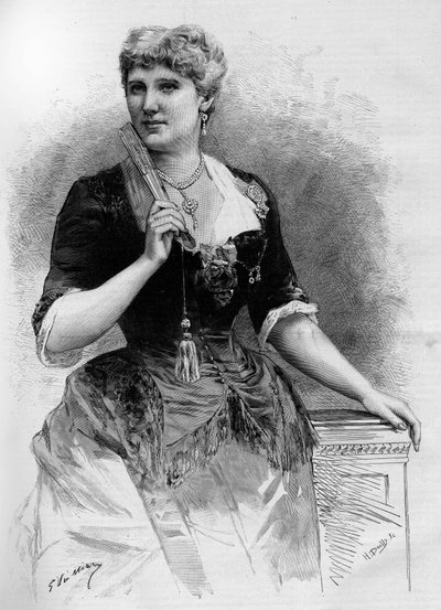 瑞典女高音歌唱家克里斯蒂娜-尼尔森（1843-1921）的肖像，载于1887年的《图解世界》。 作者 法语学校