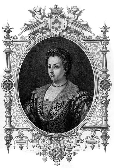 威尼斯人比安卡-卡佩罗（1548 - 1587）的肖像，弗朗索瓦-德-美第奇（Francesco de Medici）的妻子。1862年的雕刻，载于我们的第一批作家的 "世界女王"。在J. G. D. ARMENGAUD的指导下出版的书。 作者 法语学校