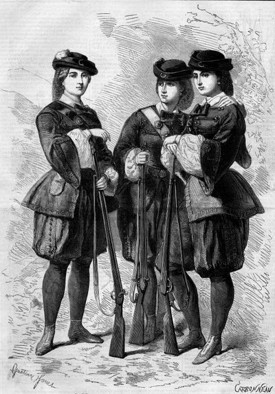 女步枪手的画像：英国的女性志愿者营。1860年7月28日《世界画报》第172期上的版画。 作者 法语学校