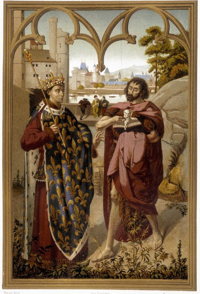 Portraits of Saint Louis and Saint John the Baptist - repro. after fragment of altarpiece attributed to Van Eyck, in “Les Chroniqueurs de l