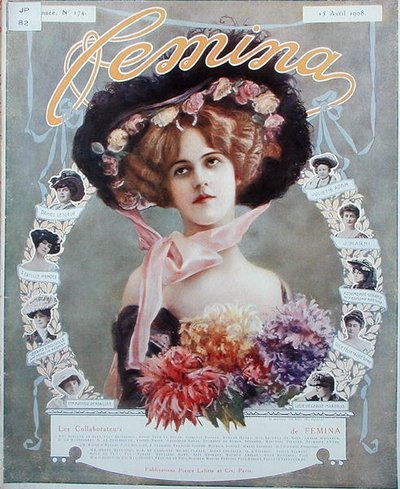 女作家的肖像，来自 "Femina"。 作者 法语学校