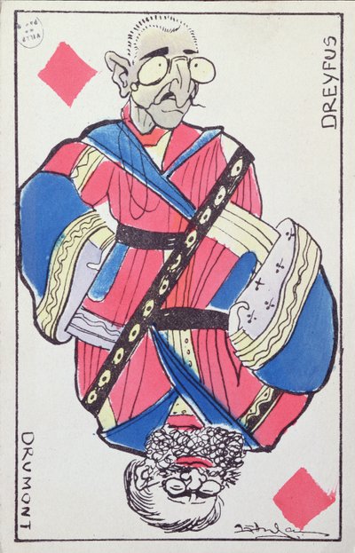 Alfred Dreyfus（1859-1935）和Edouard Drumont（1814-1917）的明信片漫画，19世纪末 作者 法语学校