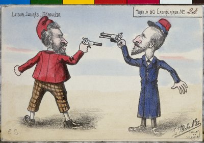 1904年12月Paul Deroulede和Jean Jaures之间的决斗明信片 作者 法语学校