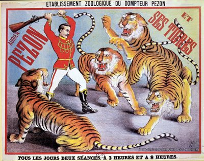 海报广告Adrien Pezon和他的老虎队，c.1897 作者 French School