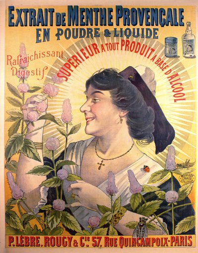 海报广告Menthe Provencale提取法国消化 作者 French School