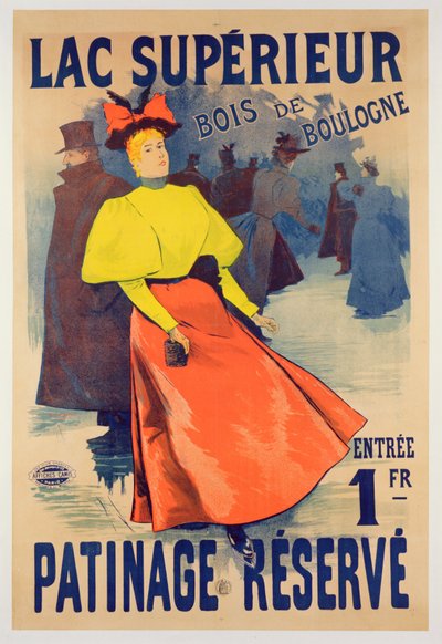 海报在Bois de Boulogne的Lac superieur广告溜冰场 作者 法语学校