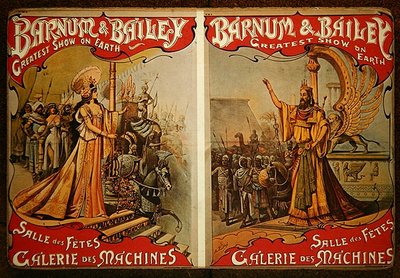 巴纳姆和贝利 "马戏团在Galerie des Machines的广告海报，约1900年（彩色平印）。 作者 法语学校