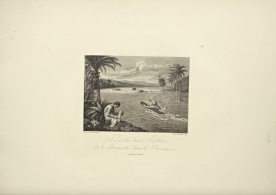 在Jaen de Bracamoros省张贴信件，插图来自Alexander von Humboldt和Aime Bonpland的《Vues des Cordillères et Monumens des Peuples Indigènes de l