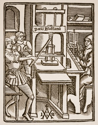 印刷出版社，Hegesippus的标题页，由Jodocus Badius Ascensius，巴黎，1511年印刷（棕褐色照片） 作者 法语学校