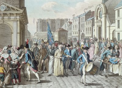1789年7月14日从巴士底狱释放后，圣安东尼街的囚犯 作者 法语学校