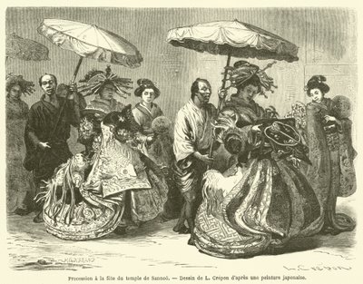 Procession a la fete du temple de Sannoo (engraving) 作者 法语学校