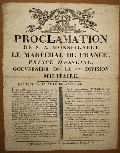 Proclamation to the inhabitants of the city of Marseille, dated March 9 作者 法语学校