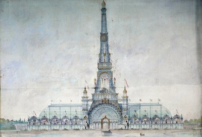 Projet拒绝为古斯塔夫·劳林（Gustave Raulin）于1889年举办的展览修改埃菲尔铁塔 作者 法语学校