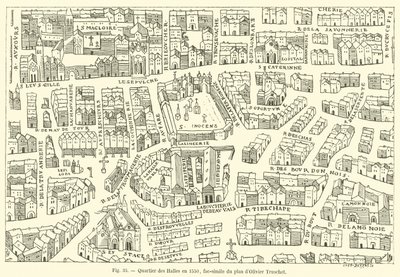 1550年的Quartier des Halles，传统的Olivier Truschet的计划 作者 法语学校