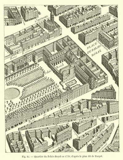 皇家宫殿区于1739年，经过Turgot计划 作者 法语学校
