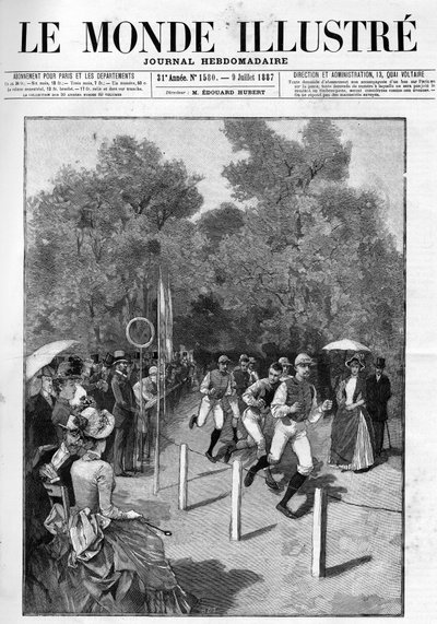 1887年在布洛涅森林举行的赛马俱乐部的比赛。 作者 法语学校