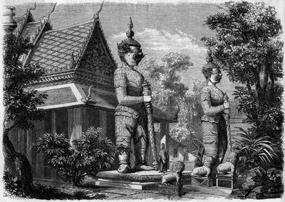 宗教建筑：1861年曼谷（暹罗）的一座佛塔的外景。1861年7月20日《世界画报》第223期的版画。 作者 法语学校