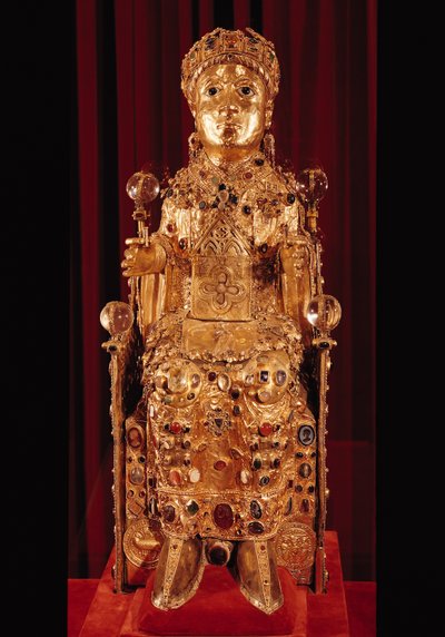 圣福伊的圣物雕像，c.980（金，银，木，宝石和半宝石）（见69382和162668） 作者 法语学校