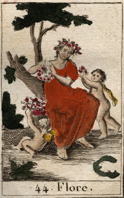花之女神弗洛拉（Flora）的代表作。(弗洛拉，花神和春天的季节）出自皮埃尔-布兰查德1803年的《青年神话》。 作者 法语学校