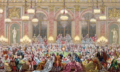 表现国王路易十五宫廷中的 "国王游戏"（Jeu du roi）。 作者 法语学校