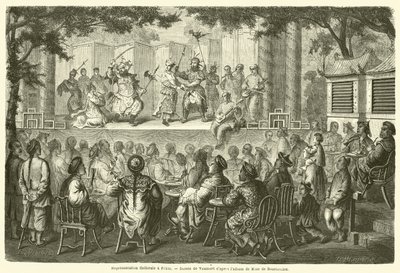 Representation theatrale a Pekin (engraving) 作者 法语学校