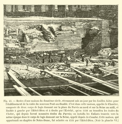 一座12世纪房屋的遗迹，最近被挖掘出来，建造了新的Pont-au-Double的死胡同 作者 法语学校
