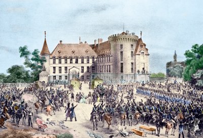 1830 年革命，查理十世向国民警卫队赠送礼物（雕刻） 作者 法语学校
