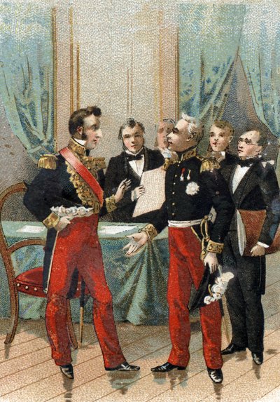 1830年7月的革命。1830年7月26日，拉法耶特（Lafayette）对奥尔良公爵说："你是共和国中最好的 "这句话，他成为法国国王路易-菲利普一世（1773-1850）。 作者 French School