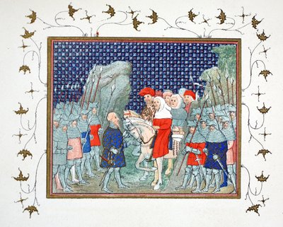 理查德二世在Penmaur Rhos背叛并被诺森伯兰公爵俘虏，由Jean Creton从Le Prinse et Mort du Roy Richart传真，转载19世纪 作者 法语学校