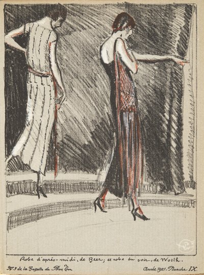 Beer 设计的 "Apres Midi Dress "和 Worth 设计的 "Evening Dress"，选自《时装图版集》。 作者 法语学校