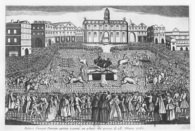 Robert-Francois Damiens于1757年3月28日在巴黎的格雷夫广场被处决 作者 法语学校