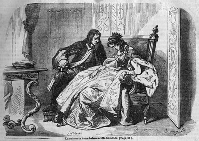罗马连载。"乔治-桑（Aurore Dupin, Baronne Dudevant）（1804-1876）的《绿色女士》。"美好的浪漫 "中的版画 作者 法语学校