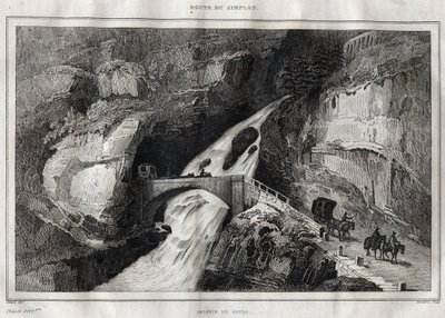 Route du Simplon - 雕刻自M. de Norvins, Ch. Nodier 1834-1836的 "意大利风景画"。 作者 法语学校