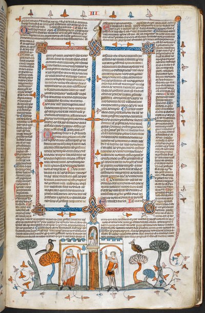 皇家 MS 10 E IV，f.209r，《画家与魔鬼》，出自格雷戈里九世法令，带有帕尔马伯纳德（“史密斯菲尔德法令”）的光泽，c.1300-40（牛皮纸） 作者 法语学校