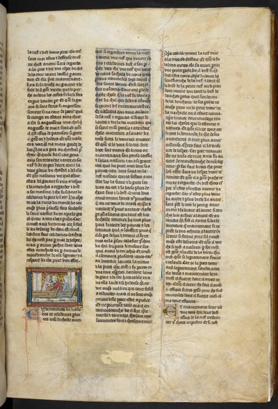 皇家 MS 14 E.III，f.58r，"Estoire del Saint Graal，La Queste del Saint Graal，Morte Artu "插图，约 1315-25 年（牛皮纸） 作者 法语学校