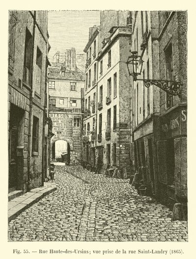 Rue Haute-des-Ursins;视图取自圣兰德里街，1865年 作者 法语学校