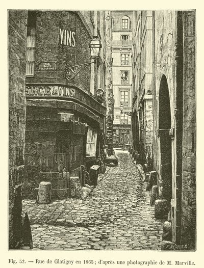 Rue de Glatigny于1865年; dapres M Marville的照片 作者 法语学校