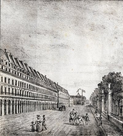 巴黎里沃利街 - "Alphabet Picturesque des Monumens de Paris"，约 1840 年（雕刻） 作者 法语学校