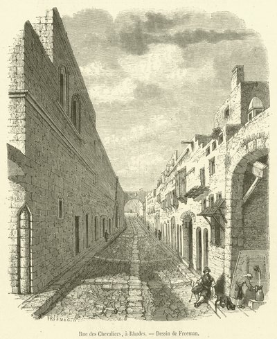 Rue des Chevaliers，在罗德（雕刻） 作者 法语学校
