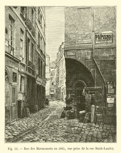 Rue des Marmousets于1865年，视图取自rue Saint-Landry 作者 法语学校